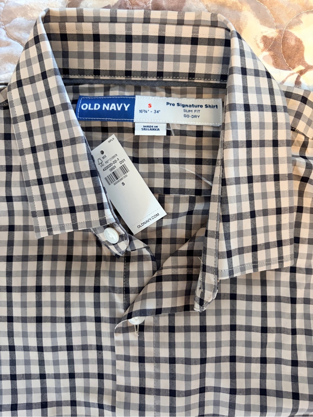Old Navy Men’s Check Dress Shirt - White & Black